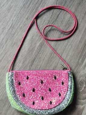 Crewcuts J.Crew Girls Glitter Watermelon Crossbody Bag Pink Green Sparkle